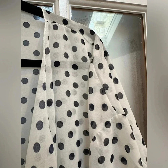 LuLaRoe Dark Navy Polka Dot Black Fringe Monroe Kimono Swim Coverup Size Large L - Picture 3 of 11